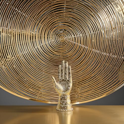 Escultura Mano Hamsa Ojo Turco Decorativa Dorada miniatura 6
