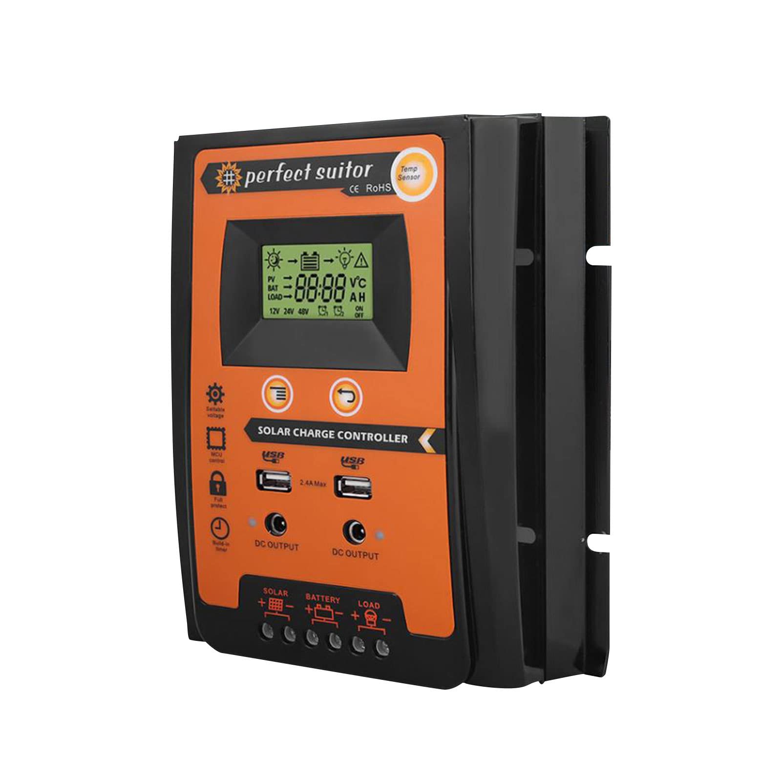 Solar Charge Controller, LCD Display Controller For Solar Panels, 30A Solar Charge Controller Protection Battery Intelligent Control With Dual USB-image-44