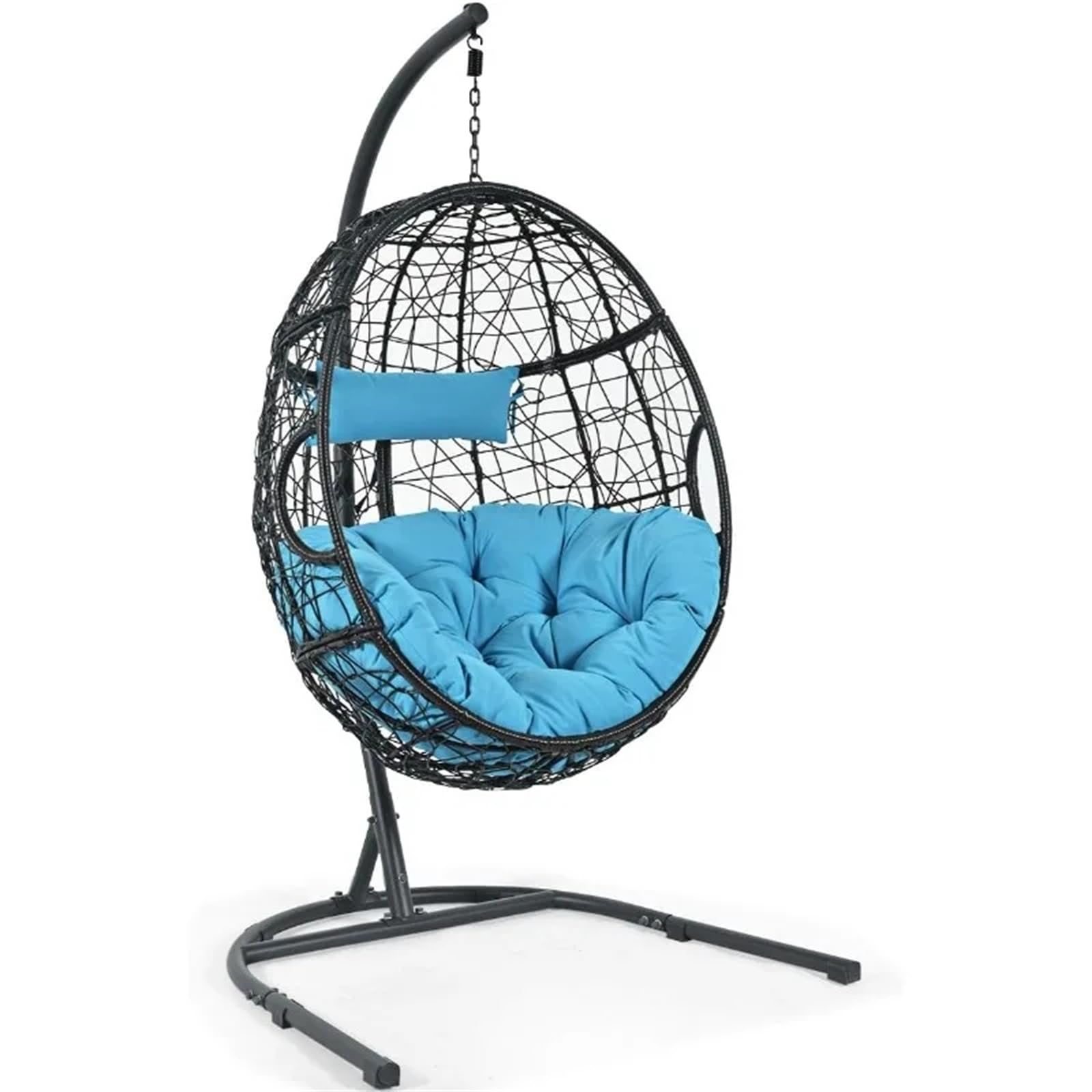 Egg Chair Cushion, Thick Hammock Chair Cushions with Headrest, Rattan Chair Cushion Replacemen for Hanging Egg Chair (41 Inch, Blue)