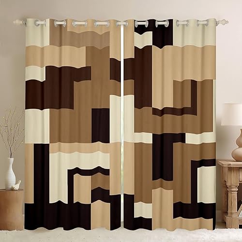 Miniatura 8 de Cortinas geométricas negras y moradas para dormitorio, niños, representación 3D, arte abstracto, cortinas opacas rectangulares geométricas para