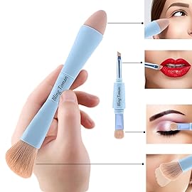 Multi-Tasker 4-in-1 Makeup Brush,Makeup Sponge,Blush Blending,Eyeshadow,Eyebrow&Liner Lip Face Foundation All-in-One Brushes Travel Makeup Brushes Mini Makeup Tools Kit, Gift for Women