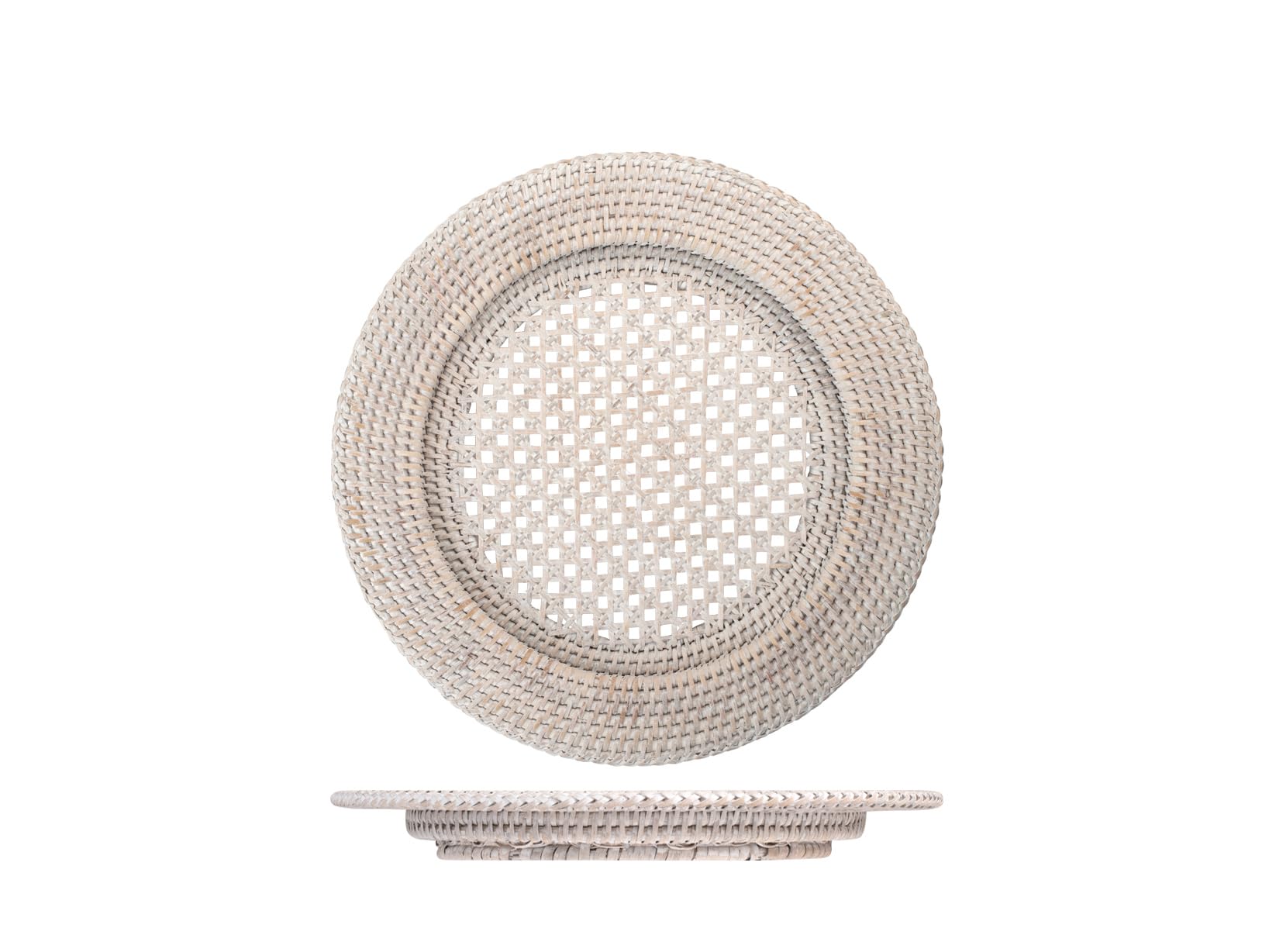 H&H Round Table Mat with White Rattan Wing 32 cm
