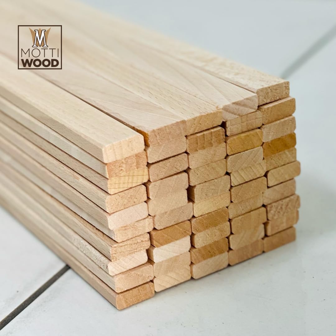 Listones de madera de haya natural, para trabajos artesanales, extra largos, para arte, proyectos de bricolaje y niños, 57 x 1,9 x 0,7 cm (100)