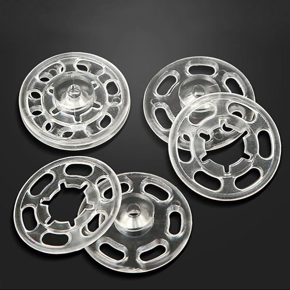 NBFBA 50 Paia Bottoni Invisibili in Plastica, 15MM Trasparenti da Cucire Bottoni per Vestiti, Cucito e DIY