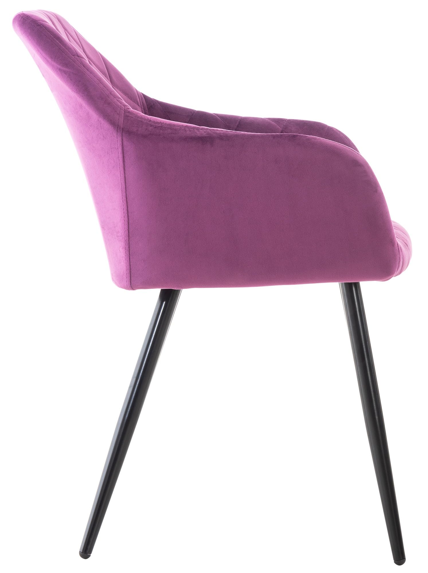 CLP Silla De Comedor Shila En Tela I Silla De Salón En Terciopelo & Base De Metal I Butaca Moderna con Reposabrazos Color:Violeta;Material:Terciopelo