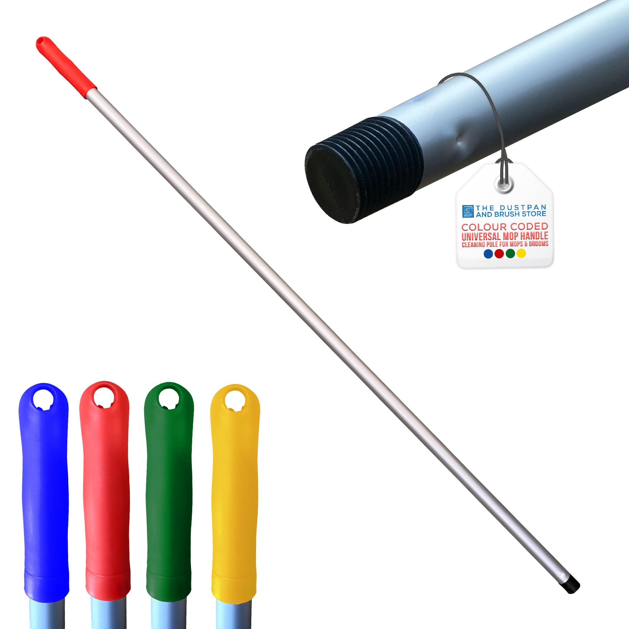 Tdbs The Dustpan And Brush Store Red Colour Coded Mop And Broom Handle Replacement – 120Cm Long Aluminium Mop And Broom Handle Screw End, Interchangeable That Fits Most Brush And Head (Red)