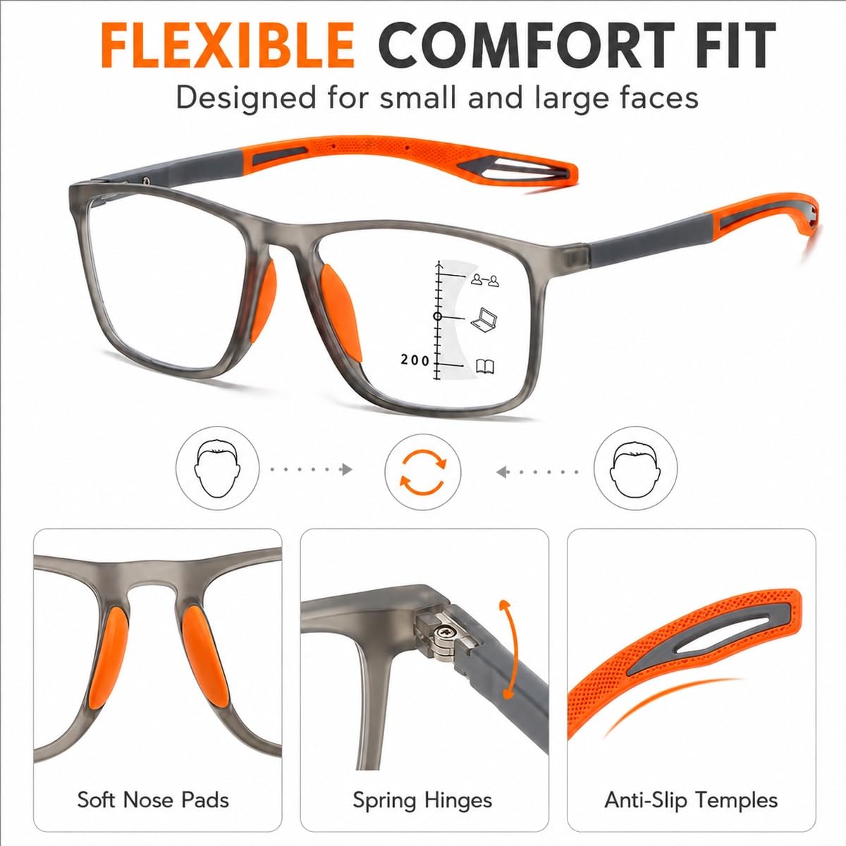 Generisch 3er-Pack Progressive Multifokus Lesebrille Damen Herren, Selbsttönende Sonnenlesebrille, Blaulichtfilter, Federscharnier TR90