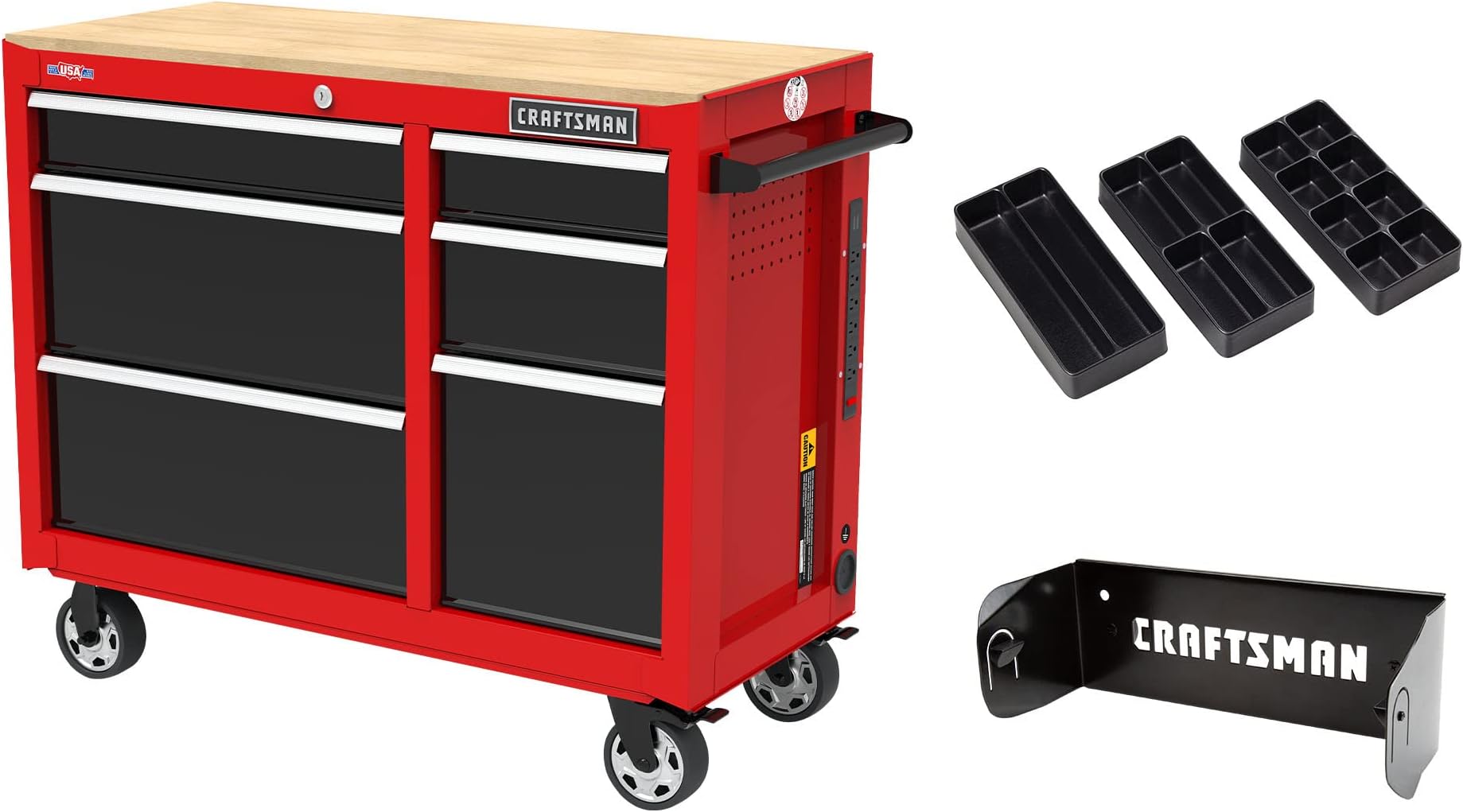Workbench, Tool Storage, 6-Drawers with Tray and Holder Set, 41-inch, Rolling (CMST34062RB)
