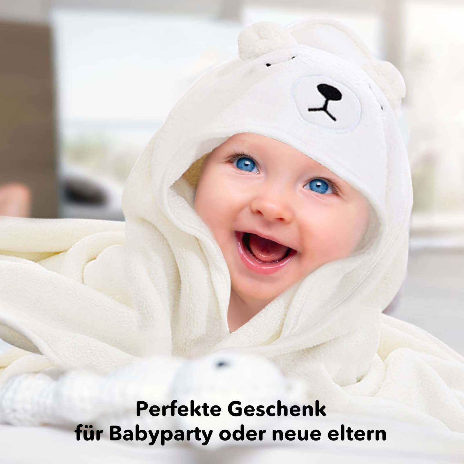 Baby Towel Hooded Organic Bamboo Bath Towel Hooded Baby Towel Large soft and super absorbent machine washable toddler bath towels with cute ears for baby bathing, 0-3 years