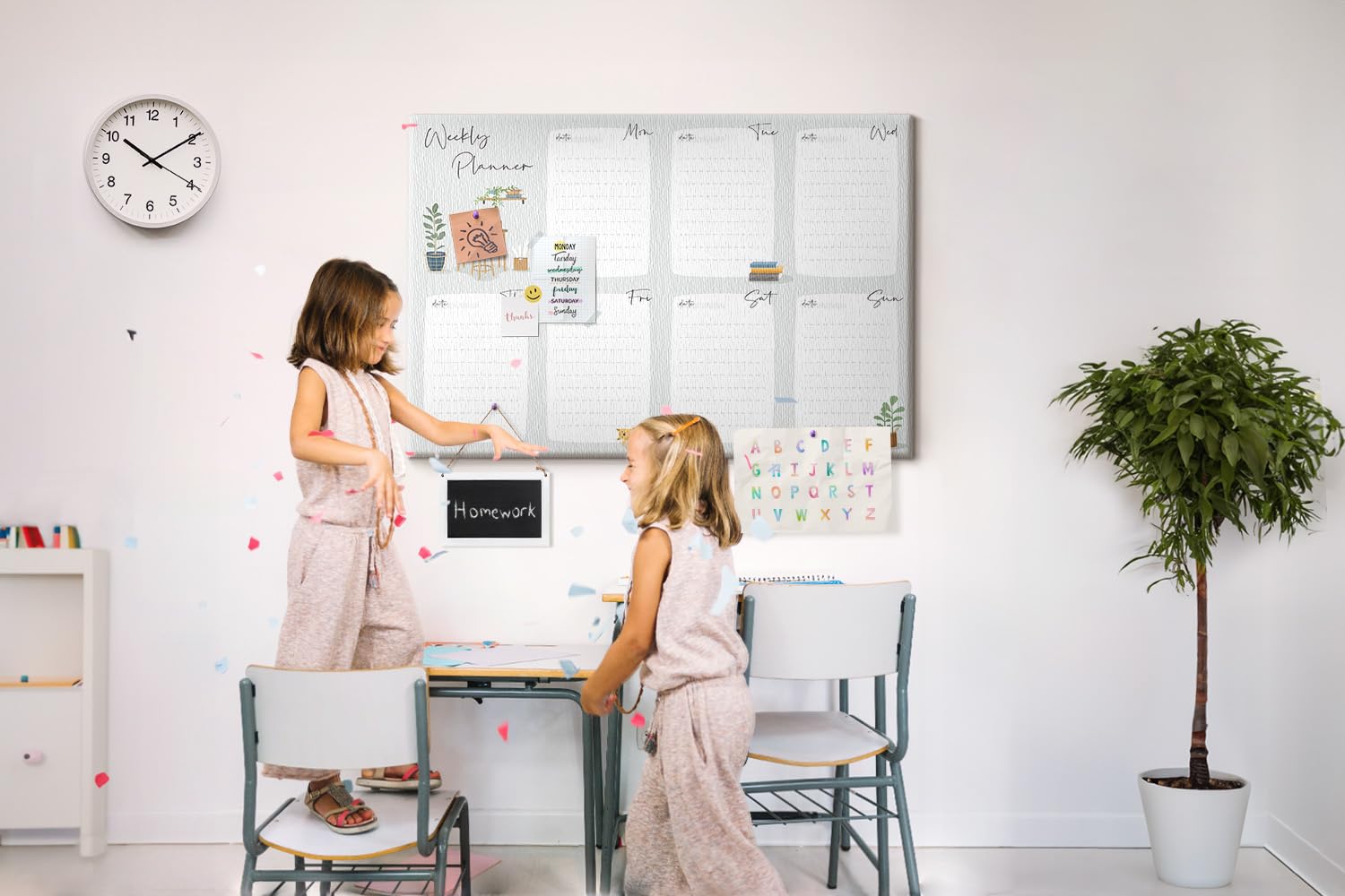 Tableau mémo 120x80 cm | Agenda hebdomadaire cosy