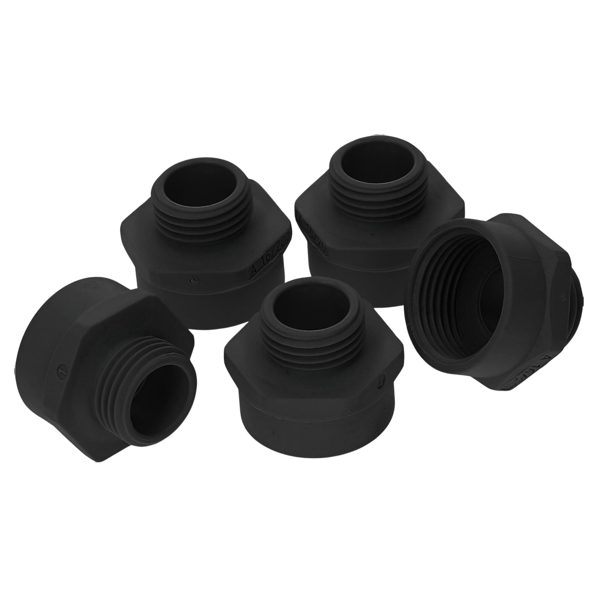 Kalitec G5162010 Extension M16/M20 Plastic Black I Extension Piece Cable Gland I M20 Female Thread I M16 Male Thread I IP68 Pack of 5