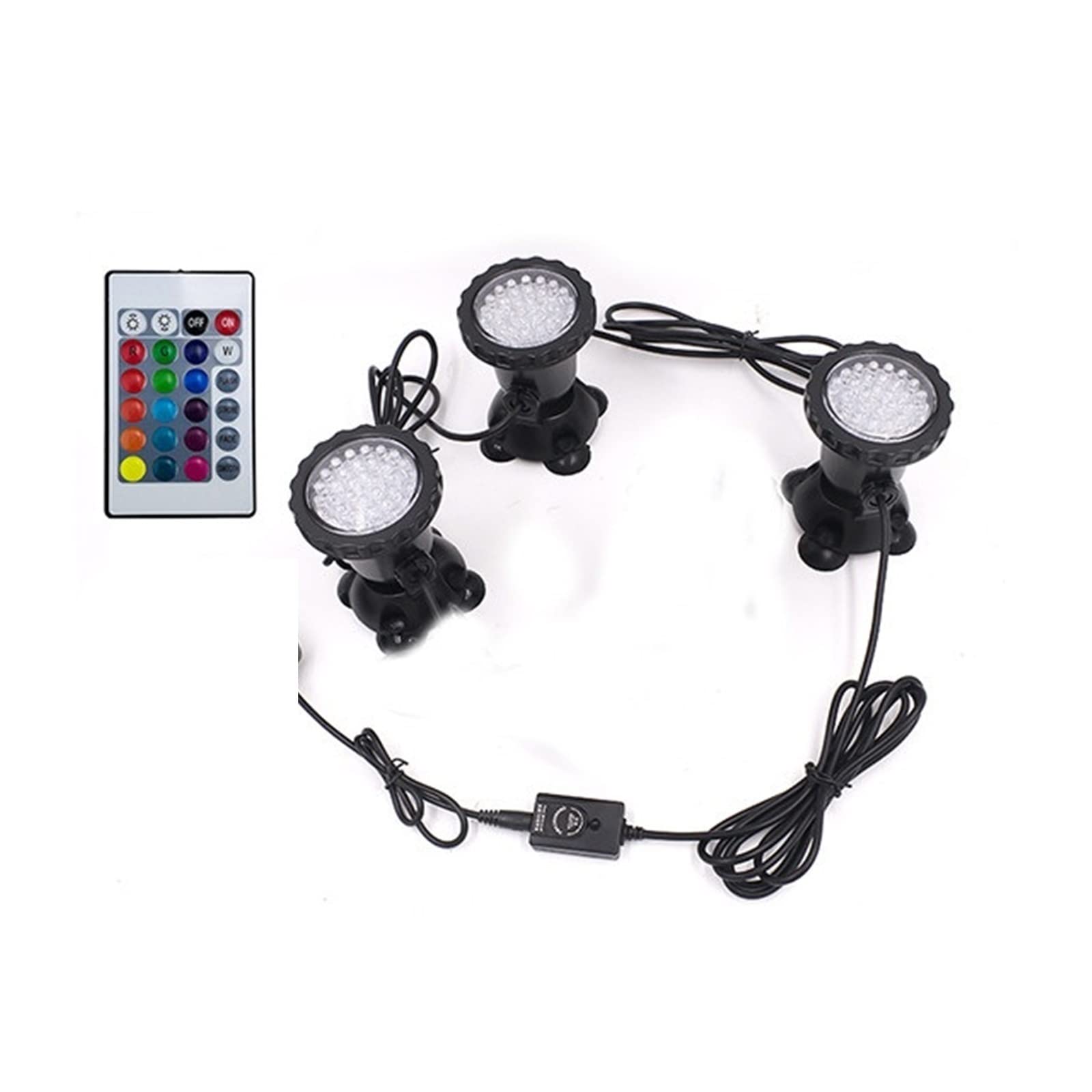 Lámpara de luz LED subacuática a prueba agua, foco subacuático RGB, fuente piscina, estanque, jardín, acuario Resistentes Al Agua Seguras(3 bulbs set)