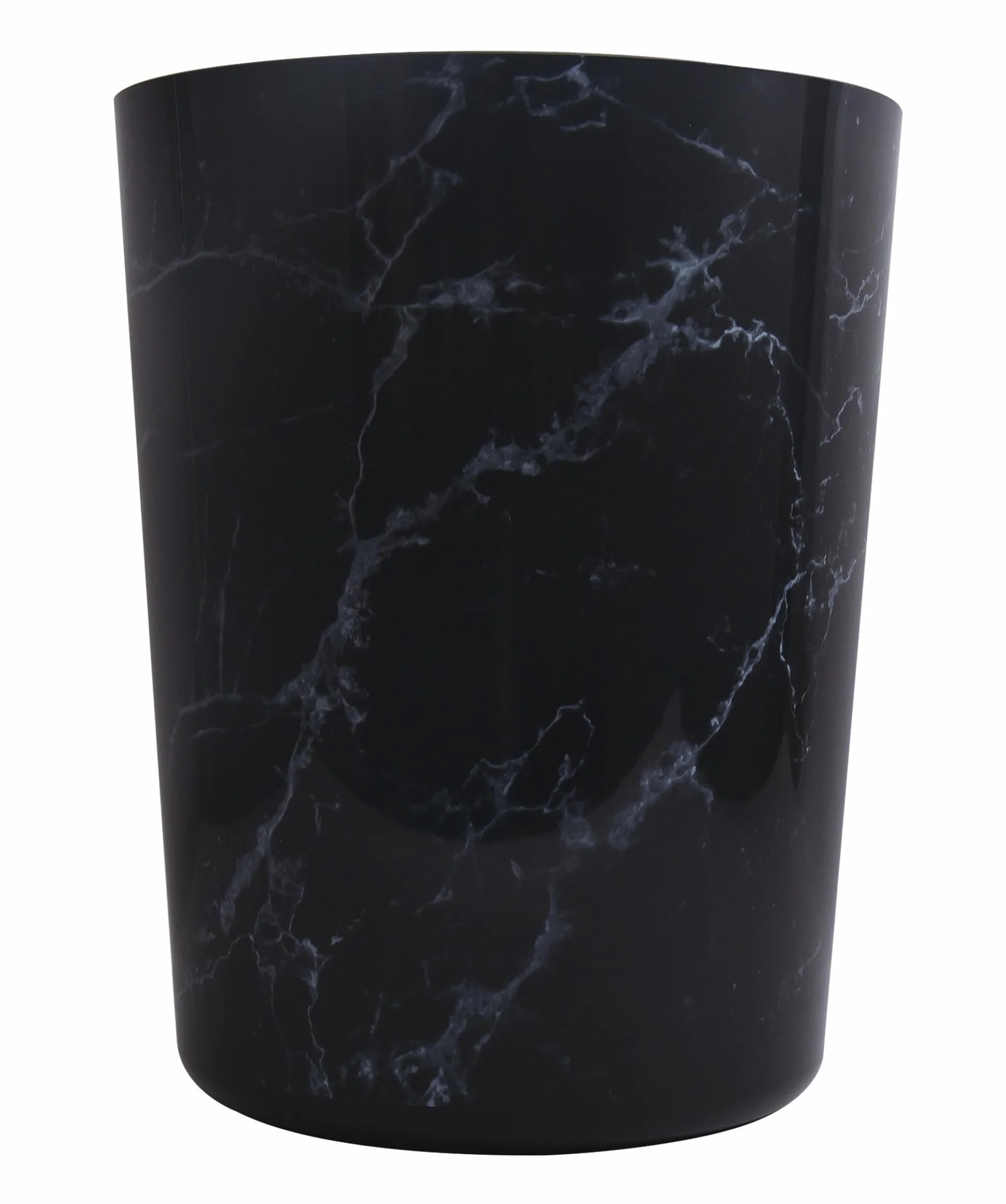 5 Gallon Bathroom Trash Can No Lid - Black Marble Pattern Plastic Garbage Bin Elegant Space Saving for