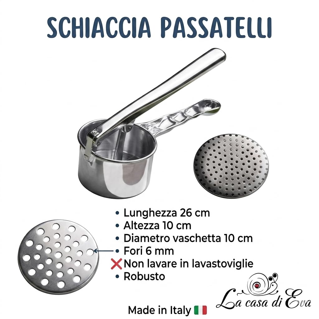 SCHIACCIAPASSATELLI IN ALLUMINIO (MACCHINA PER PASSATELLI) MADE IN ITALY. ATTREZZO PER REALIZZARE DEI FANTASTICI PASSATELLI CASALINGHI
