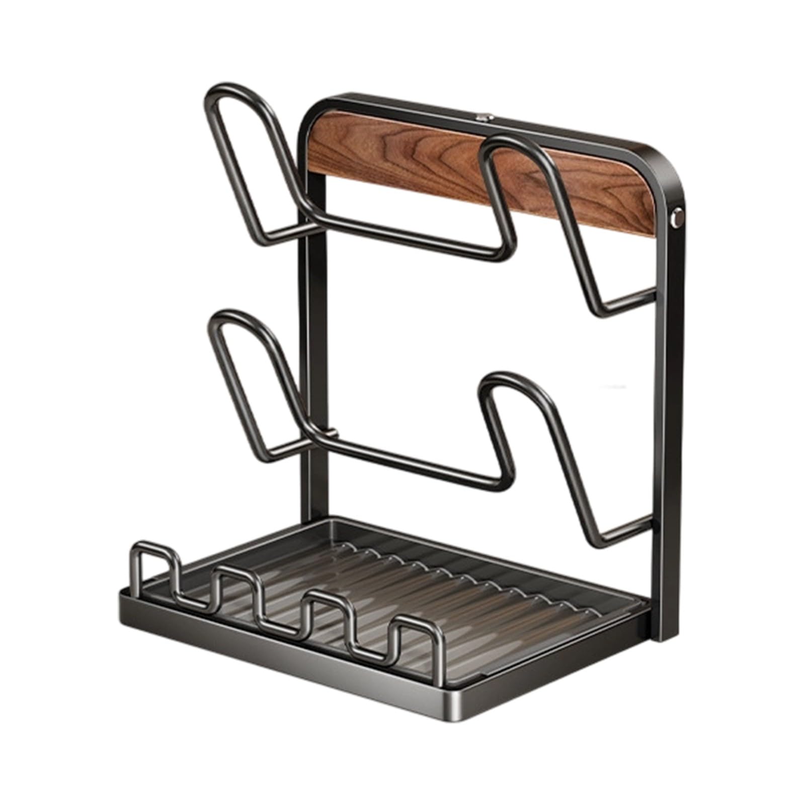 Btgghytr Contemporary Cookware Cover Holder Featuring Detachable Drain Pan and Slip Resistant Feet Sturdy Countertop Solution for Pans and Cooking Tools Utensil Drying Rack