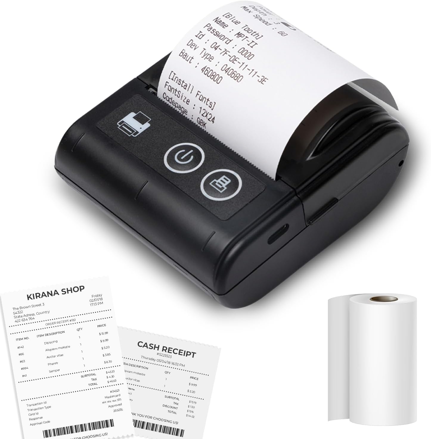 SEZNIK Veer Bluetooth+USB Thermal Receipt Printer 58 mm | Rechargeable Inkless | Mobile, Desktop Compatible | 1 Year Warranty (Veer - Receipt Printer)