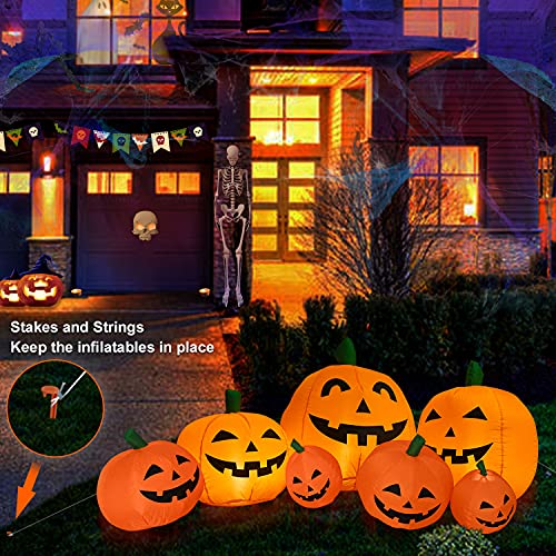 Techken Halloween 8Ft Long Inflatable Pumpkins With Build-In Leds Blow Up Inflatables For Halloween Party Outdoor, Yard Decorations, Garden, Lawn Halloween Decors #TOP5