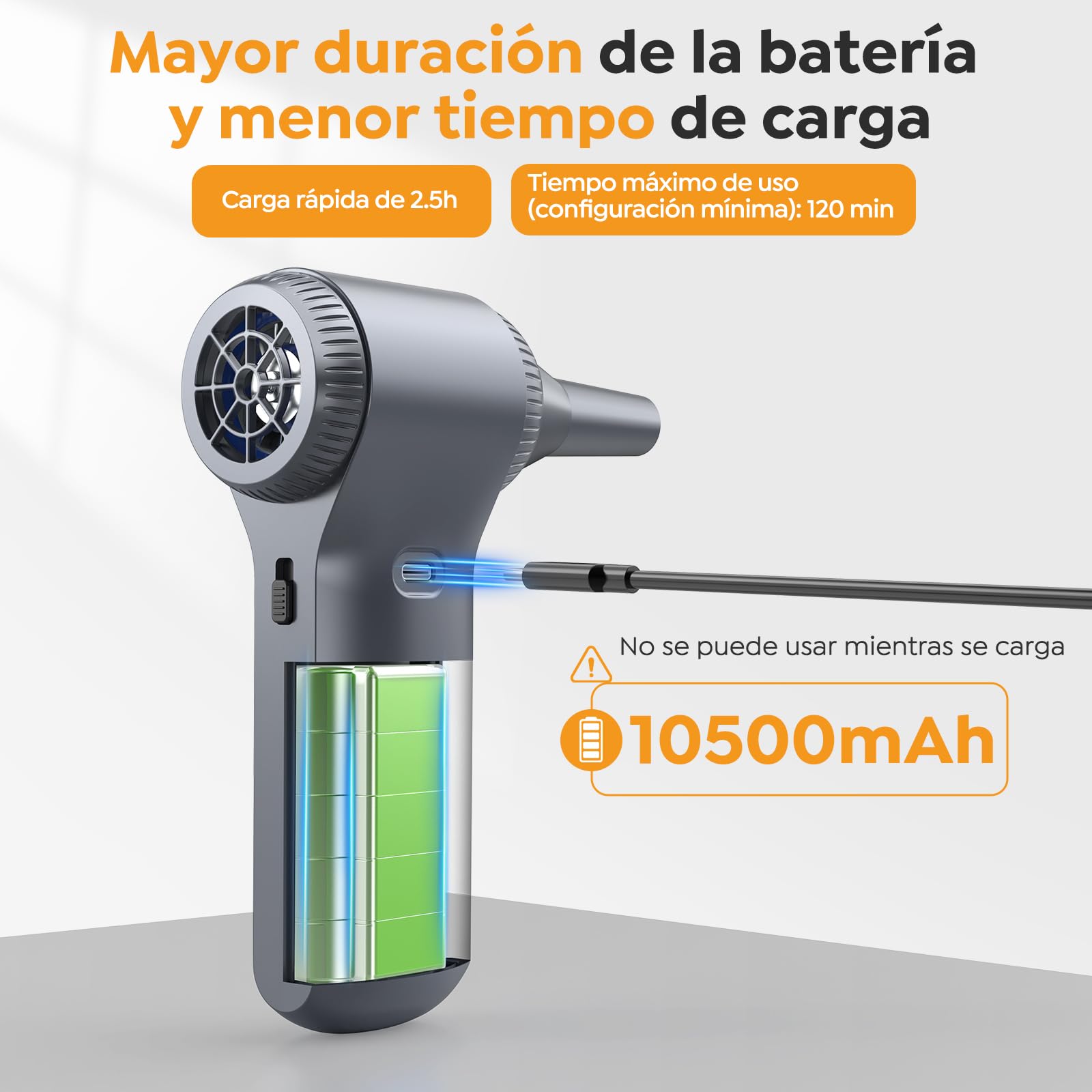 NACKEO Compressore Aria Portatile – 230.000 RPM, 100 Velocità, Batteria 10.500 MAh, Ricarica USB-C, LED E Display, Per Casa Auto Esterni