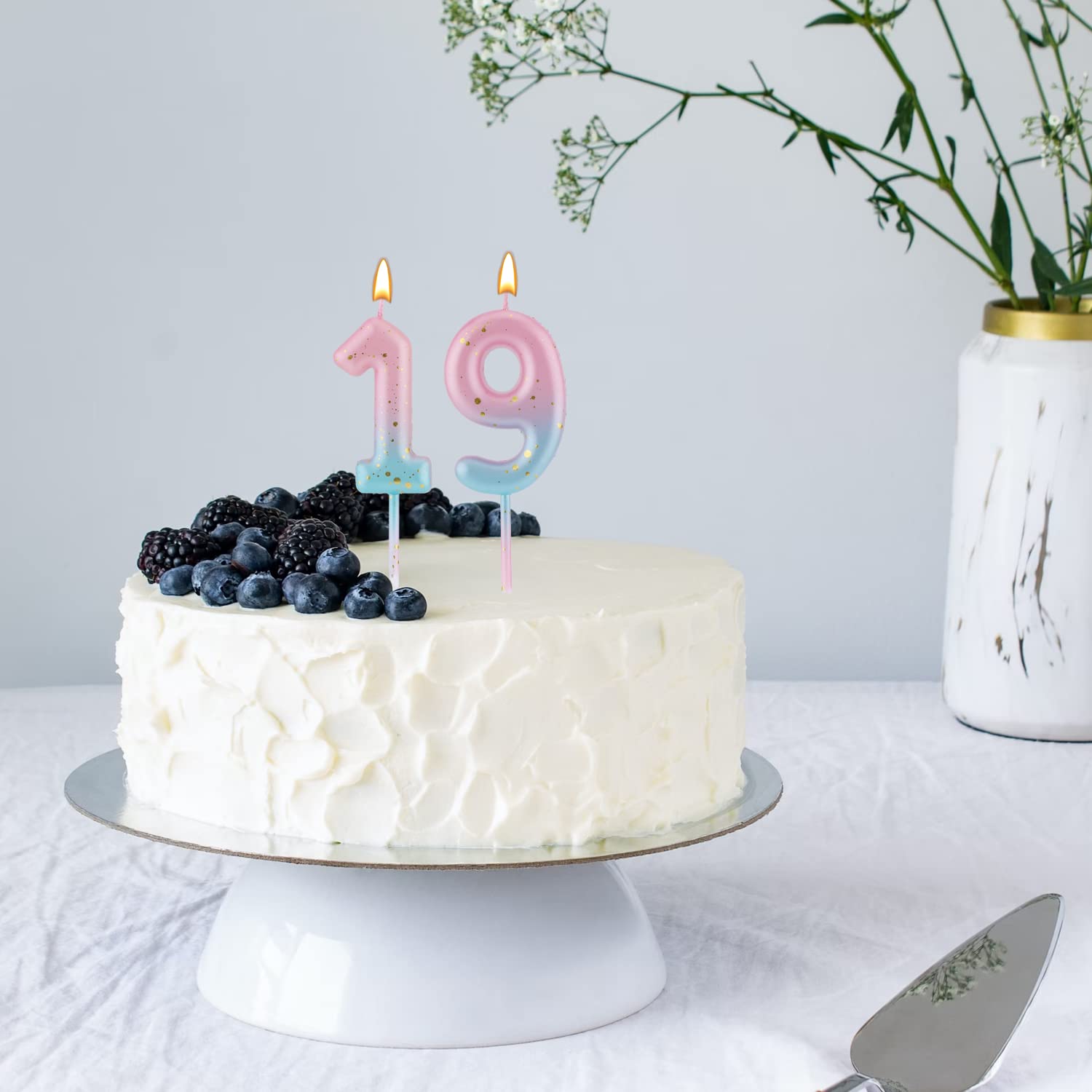 LUTER Candela con Lettera con Numero Gradiente, Candele di Compleanno con Gradiente Rosa Blu per Torta Candele di Compleanno con Lettera con Numeri Decorazione Compleanno Matrimonio (9