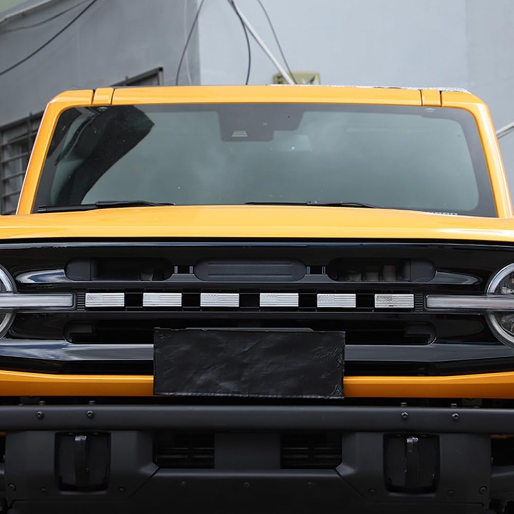 American Flag Front Grille Emblem Letter Decoration Cover Trim Stickers for Ford Bronco 2021 2022 2023 2024 Exterior Accessories (6, Orange)