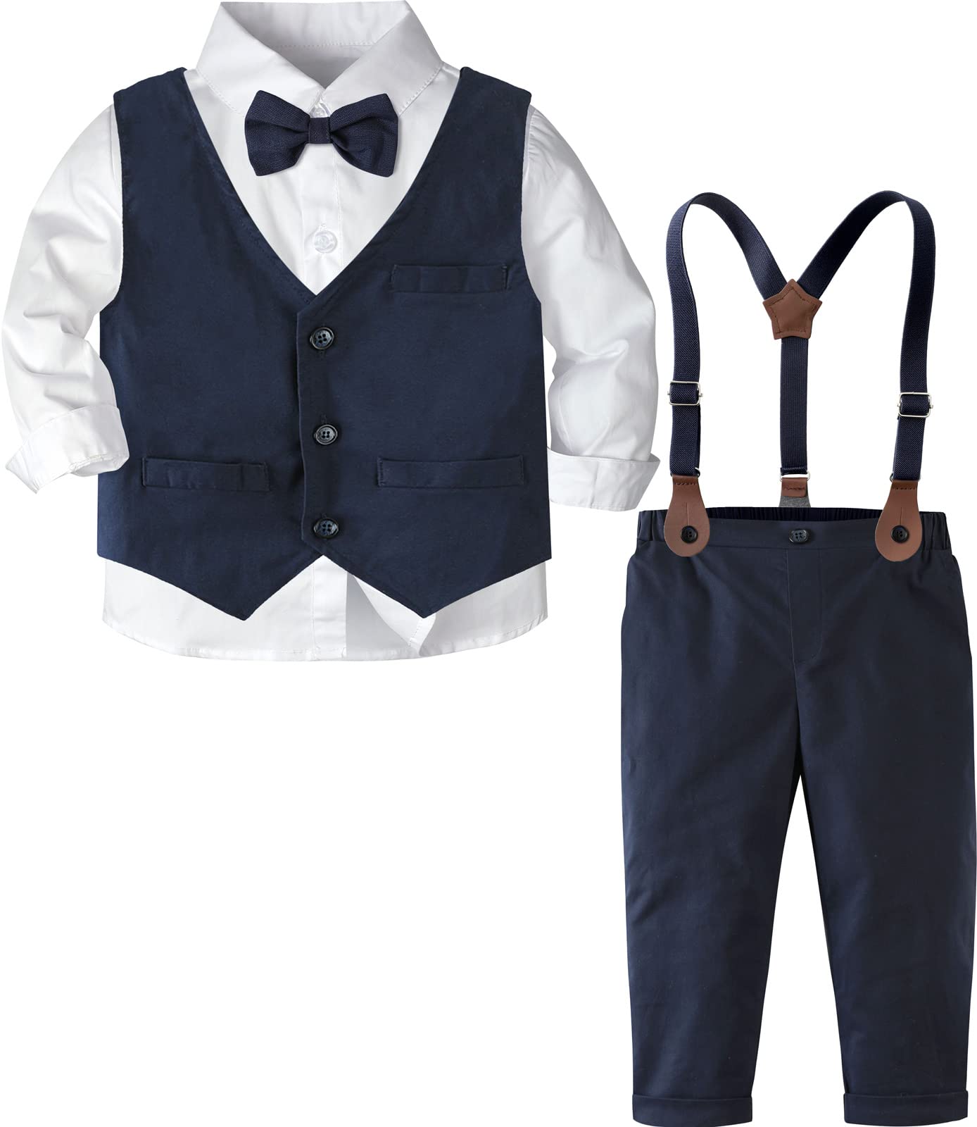 A&J DESIGN Formelles Outfit für Babys, Kleinkinder, Hochzeitskleid, Kleidung, Kinder, Gentleman, Anzughose, Set mit Hosenträgern