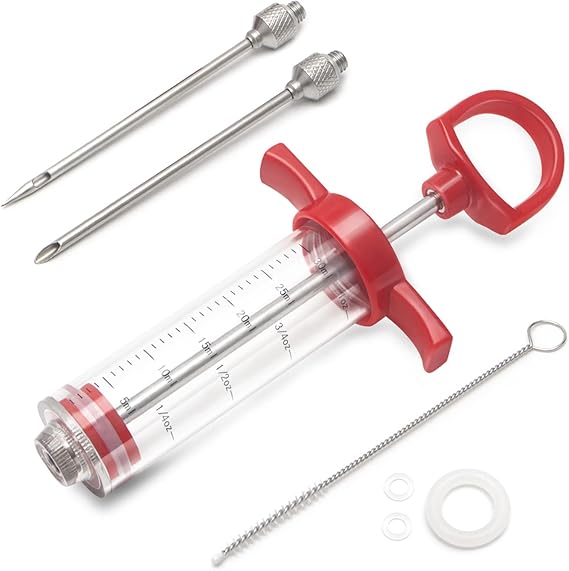Meat Injector, Plastic Marinade Turkey Injector Syringe with Screwon
