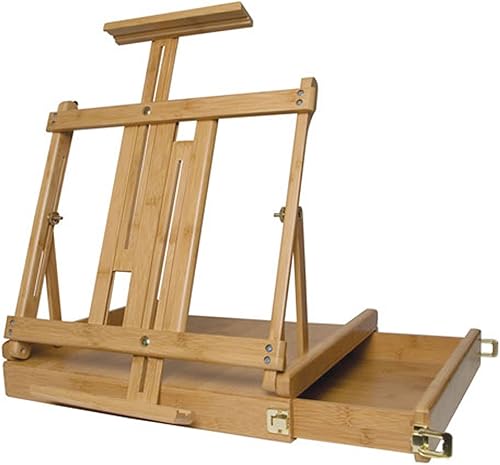 Art Alternatives Caballete de madera de bambú Ravenna para bocetos de mesa, tamaño portátil de 16 x 14 x 5 pulgadas, almacenamiento + asa de