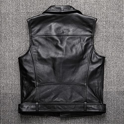 Chaleco de cuero de moto sin mangas con cremallera diagonal L 3