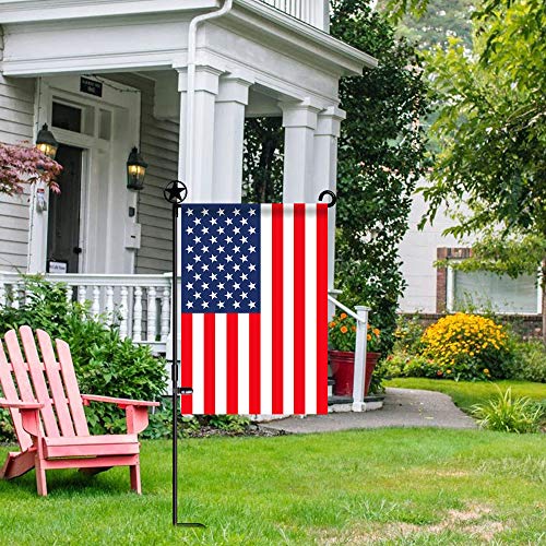 HOOSUN Garden Flag Stands, Garden Flag Holders Poles Pentagram Made of Premium Metal with 1 Tiger Clip and Without Flag