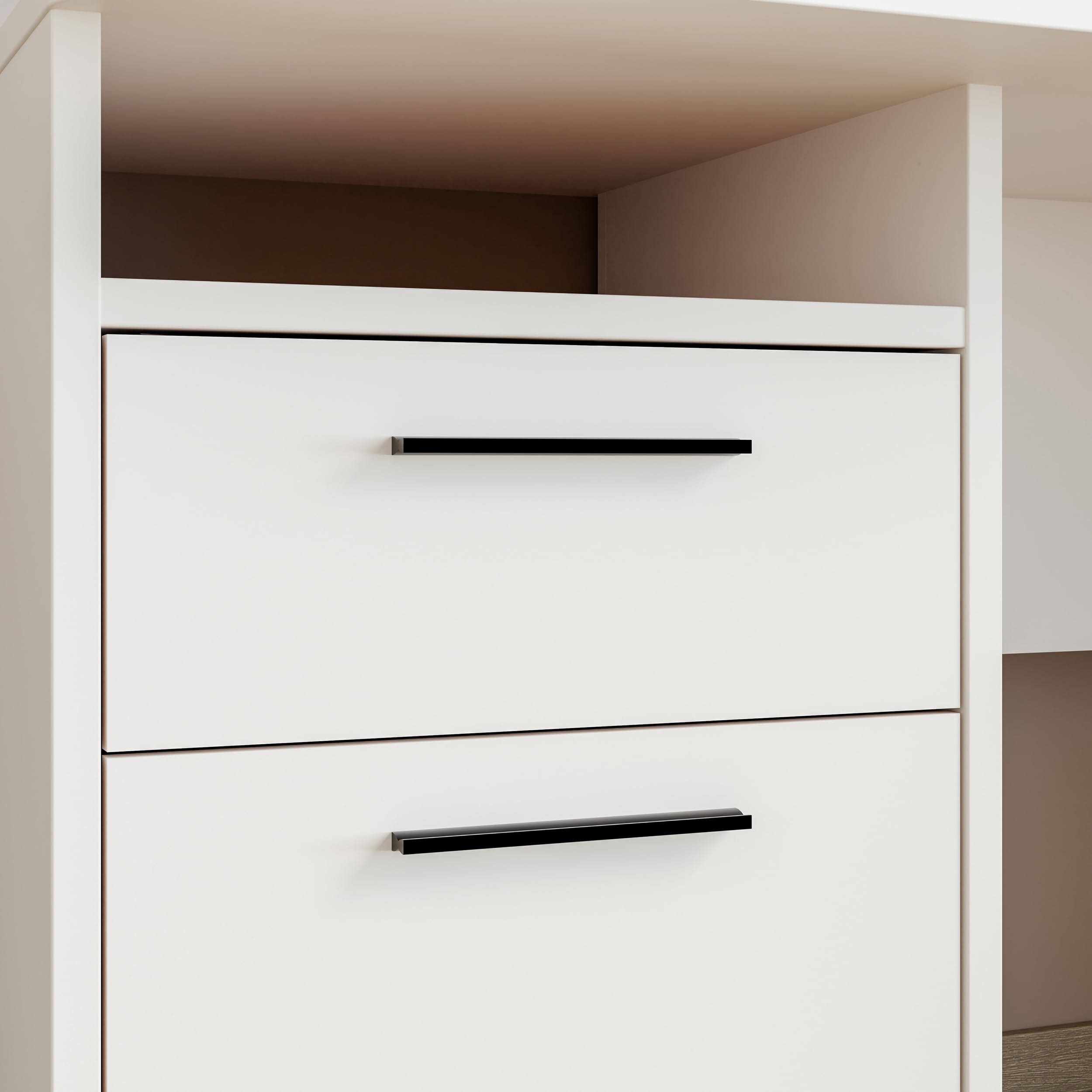 Forte TEZAUR Schreibtisch 160, moderner Schreibtisch mit Schublade, Tür und vielen Fächern, Jugendzimmer, Büro, Holzwerkstoff, Kaschmir Beige, 160 cm breit x 75,7 cm hoch x 72 cm tief