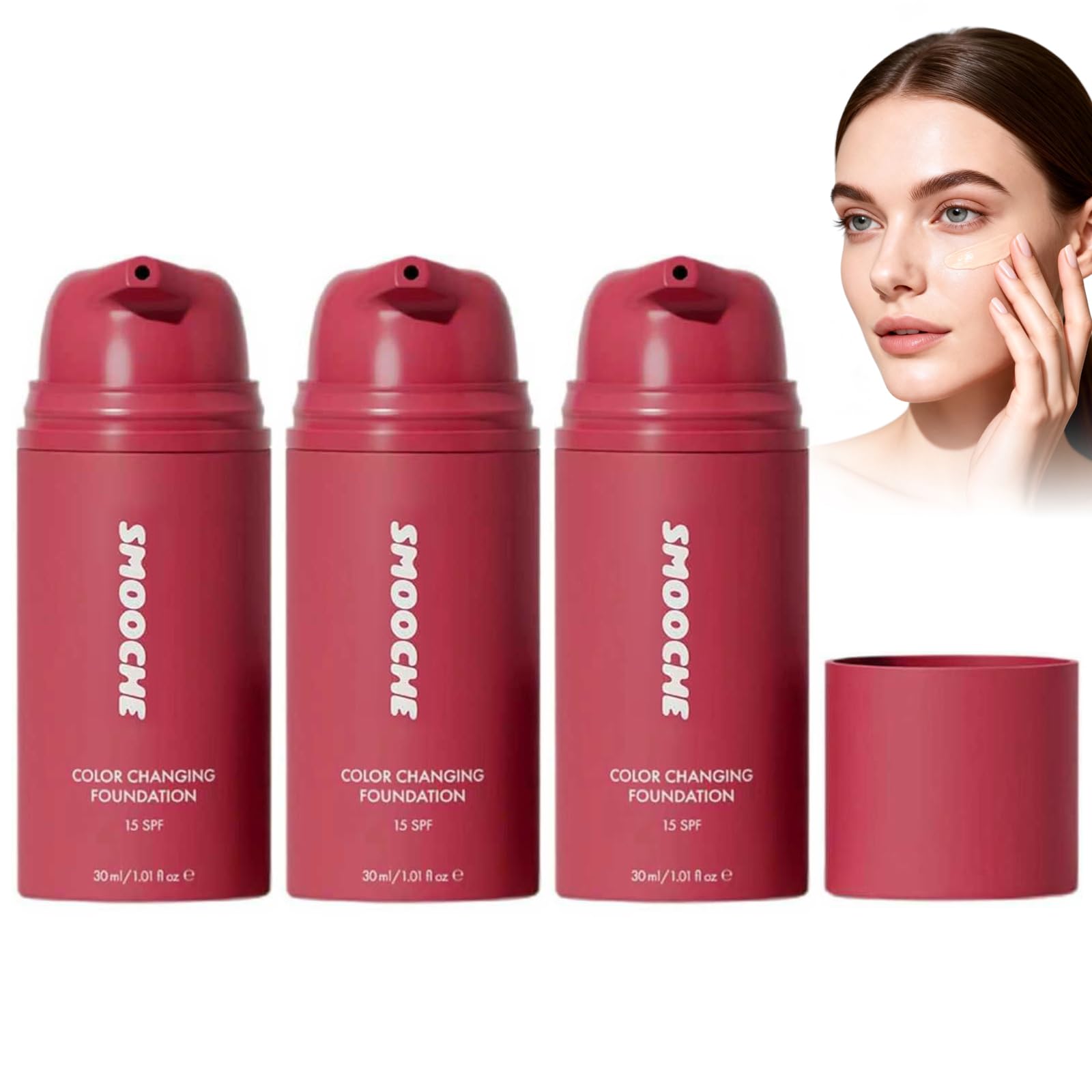 Smooche Color Changing Foundation Korean for Women, Skin Tone Adapting Liquid Foundation for All Skin Types, Self Adjusting Natural Finish, Blurs Imperfe (1PC) — view 7