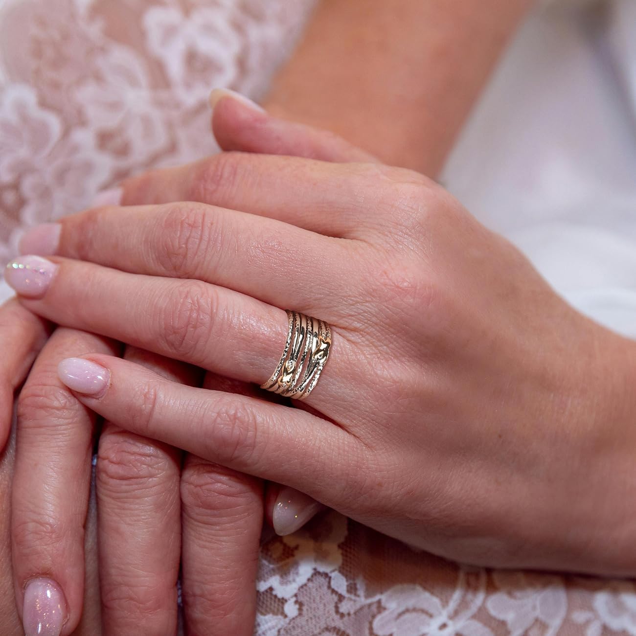 Designer Jewelry Two Tone Cable Wire Intertwined Crossover Statement Ring Chunky 11 mm Wide Band Rings for Women Gift - Image 5