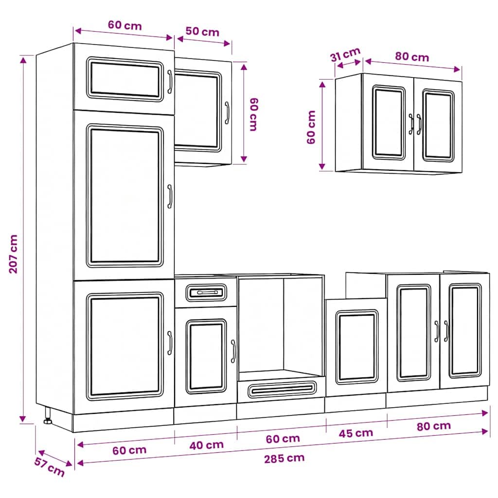 Set Mobili Cucina 7 pz Kalmar Bianco Truciolato