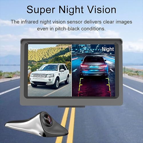 Miniatura 3 de VOJKOREL Cámara de visión lateral Sistema de vigilancia HD de 5 pulgadas, cámara de punto ciego impermeable IP68, pantalla LCD HD, sistema de