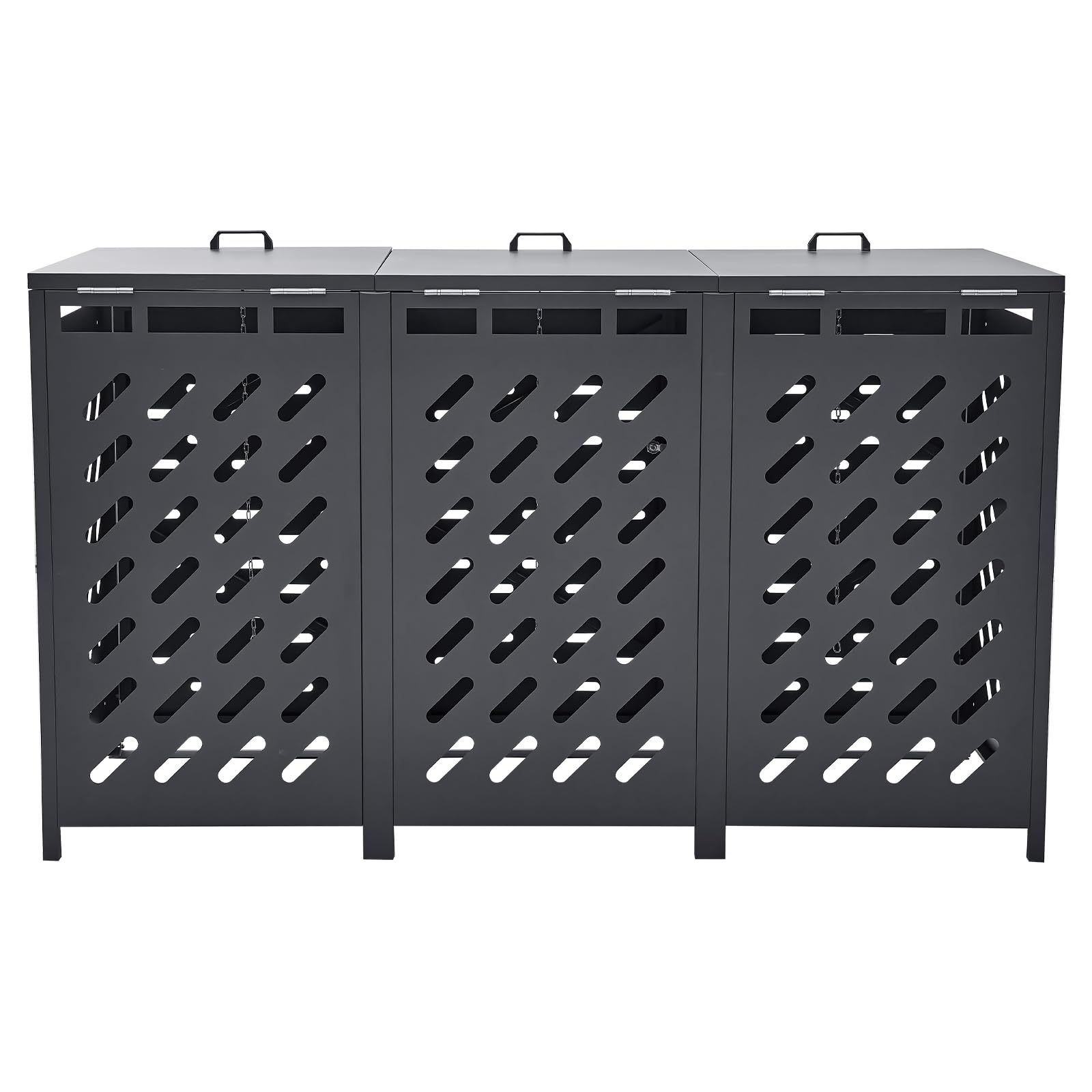 VEVOR Mülltonnenbox, 3 x 240L Mülltonnenhaus, Mülltonnenverkleidung, Mülltonnenverkleidung, abschließbarer Mülltonnen-Aufbewahrungsschuppen, für Mülltonne, Garten, Hinterhof und Terrasse