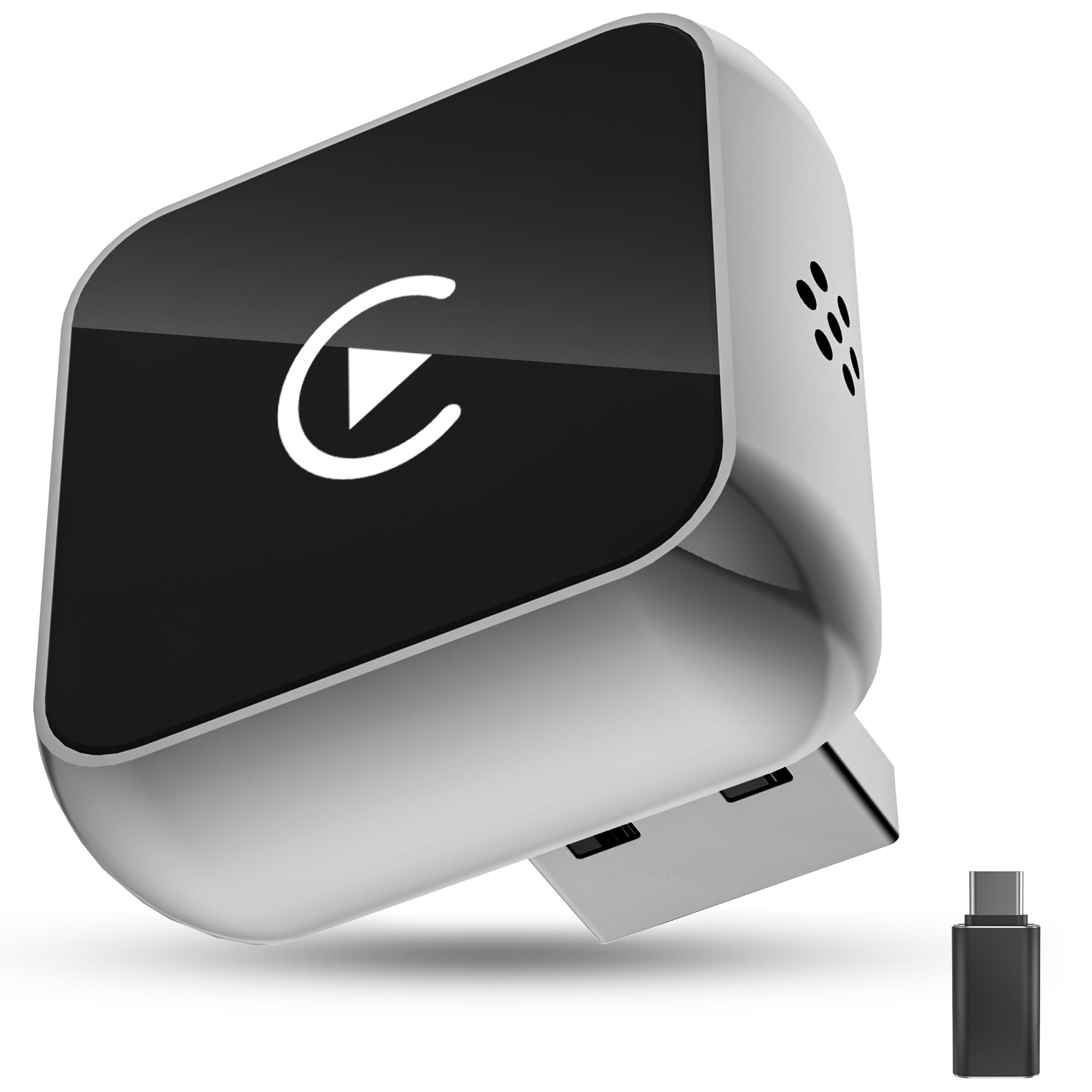 Adattatore Wireless Android Auto CarPlay 2-in-1 USB Type-C per Apple, Chiavetta Dongle Compatibile con IPhone IOS 10+ e Android 11+, Plug & Play per Auto，argento