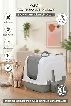 Flex Kapal  Kedi Tuvaleti   37,5 x 50 x 40 cm, XL boy, Kum K rek Hediyeli