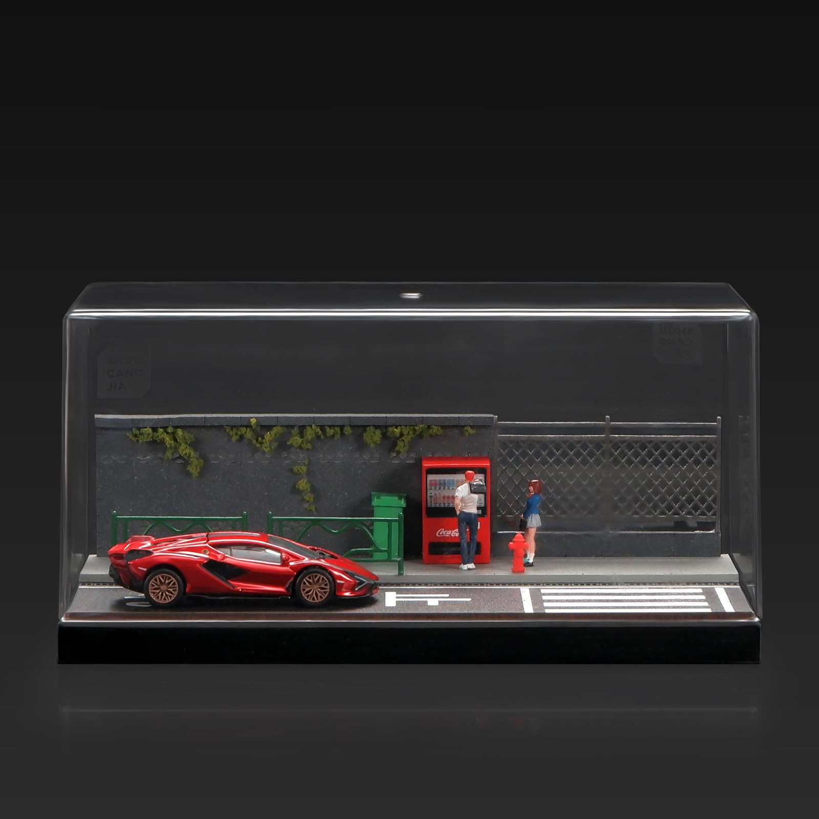 Amazon.co.jp: shoucangjia1/64スケール 塀付き街頭パーキングジオラマ
