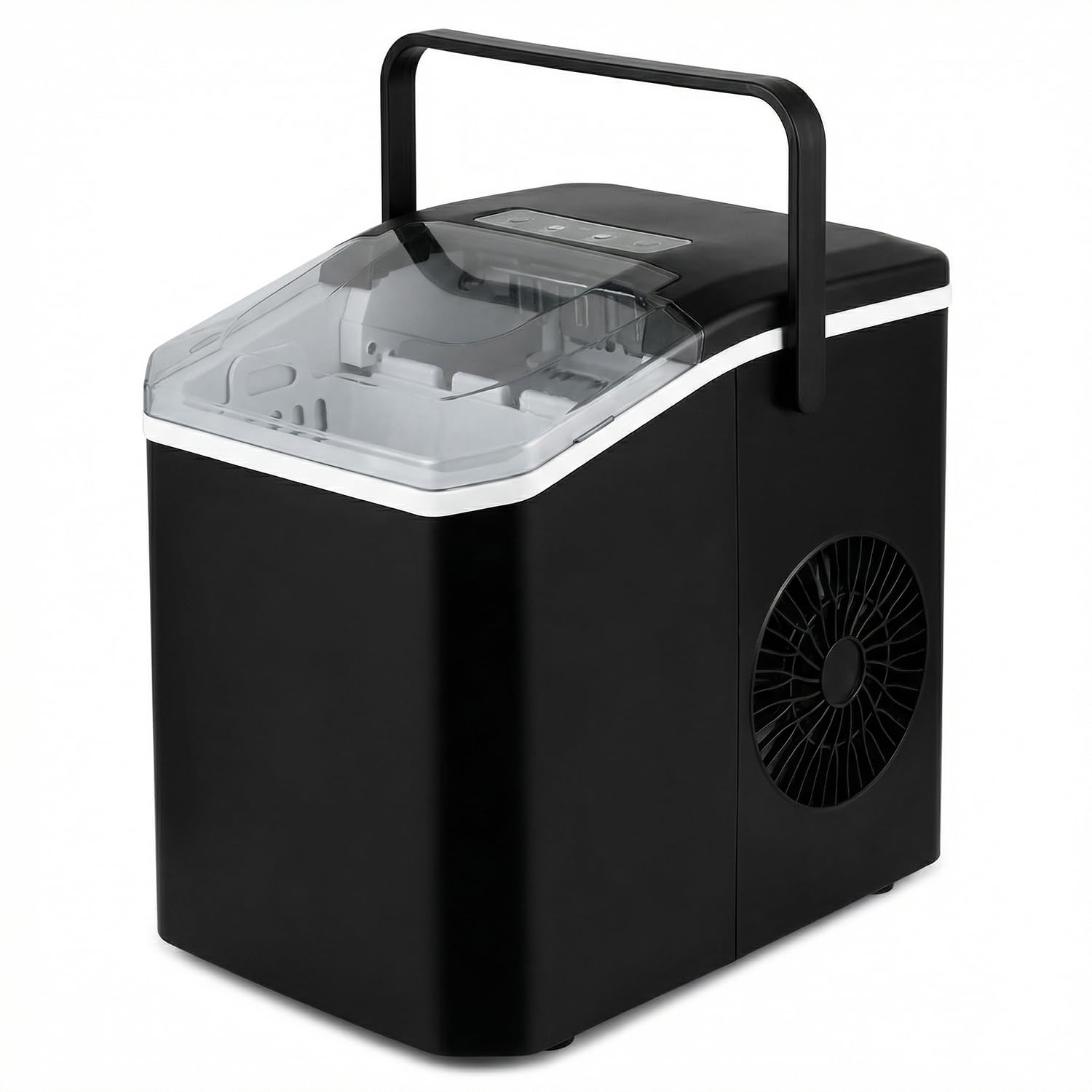Ice Maker, 14kg/24H Countertop Ice Machine with 2 Bullet Ice Sizes, 6-Min Fast Ice Making, Self-Cleaning, Low Water Alerts, Quiet Operation, Ideal for Home Kitchen Office Bar Camping (Black)