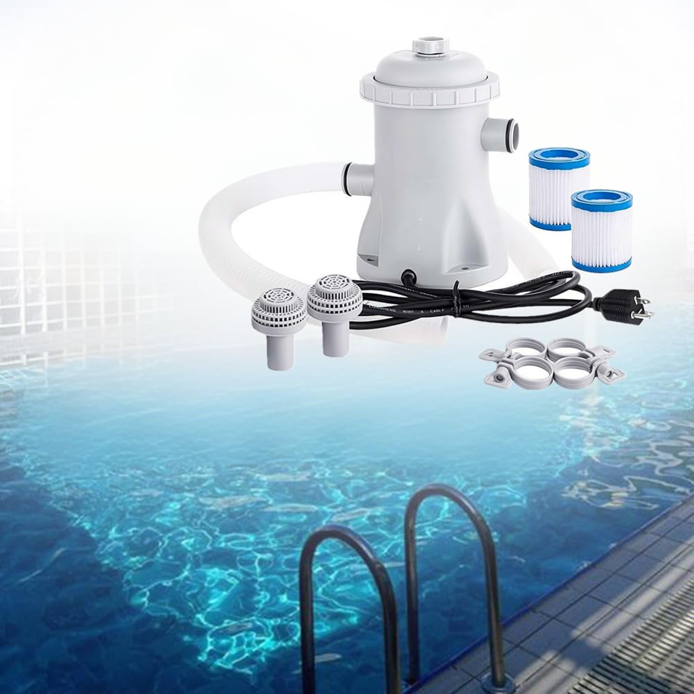 Pompa filtro per piscina, 330 GPH tasso di pompa per piscina, pompa filtro a cartuccia per piscine a terra, pompa filtro per piscina, sistema di pompaggio per piscina pulitore di circolazione
