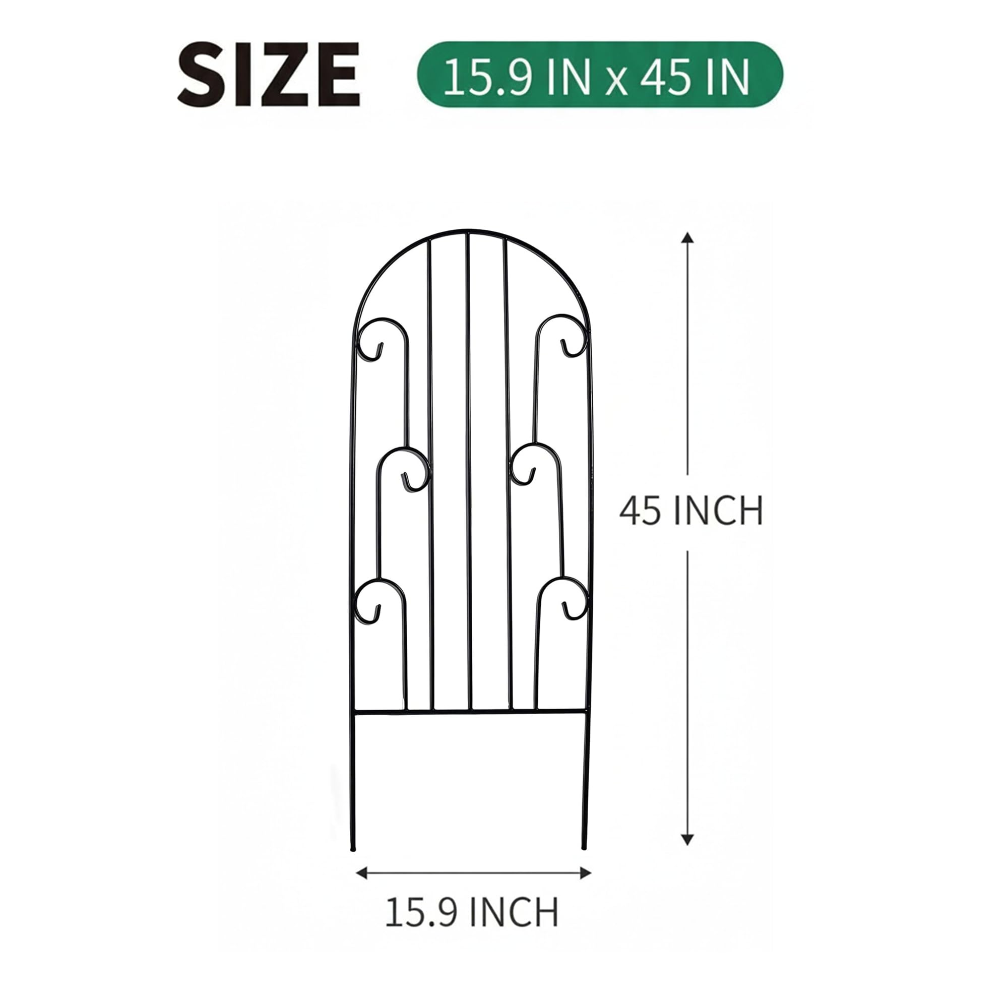 2er Set Metall Rankhilfe für Pflanzen, 114 x 40.5 cm Rankgitter aus Eisen, dekoratives Rankgerüst für Kletterpflanzen, Rosen, Tomaten, geeignet für Garten, Balkon und Terrasse (Schwarz)
