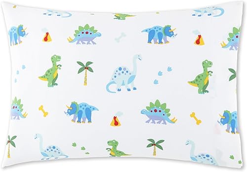 Wildkin Funda de almohada 100% algodón para niños pequeños, hipoalergénica, suave y transpirable, dinosaurio tierra