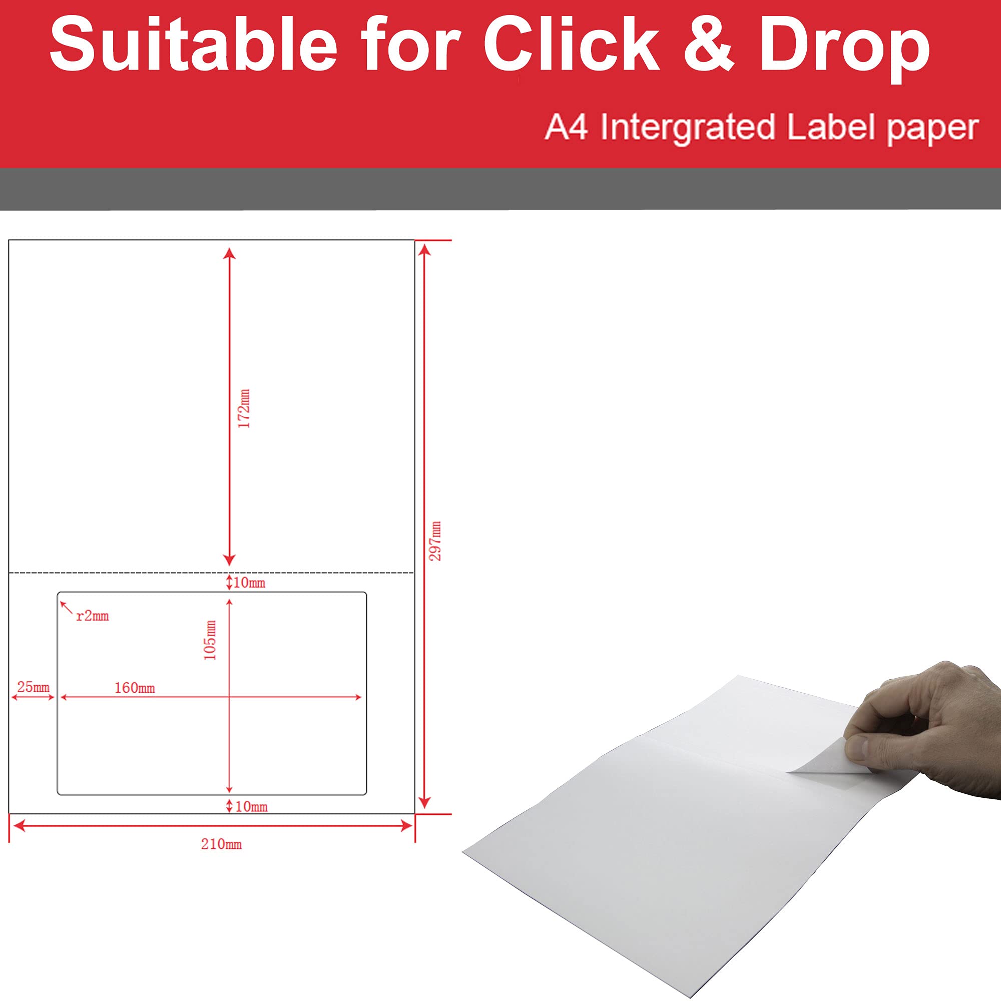 Royal Mail Click & Drop Paper Labels - A4 Integrated Labels Style S19 Sticky Label Paper 90 GSM Address Label Peel Off and Stick Dispatch Note 105mm x 160mm (Pack of 2,000)