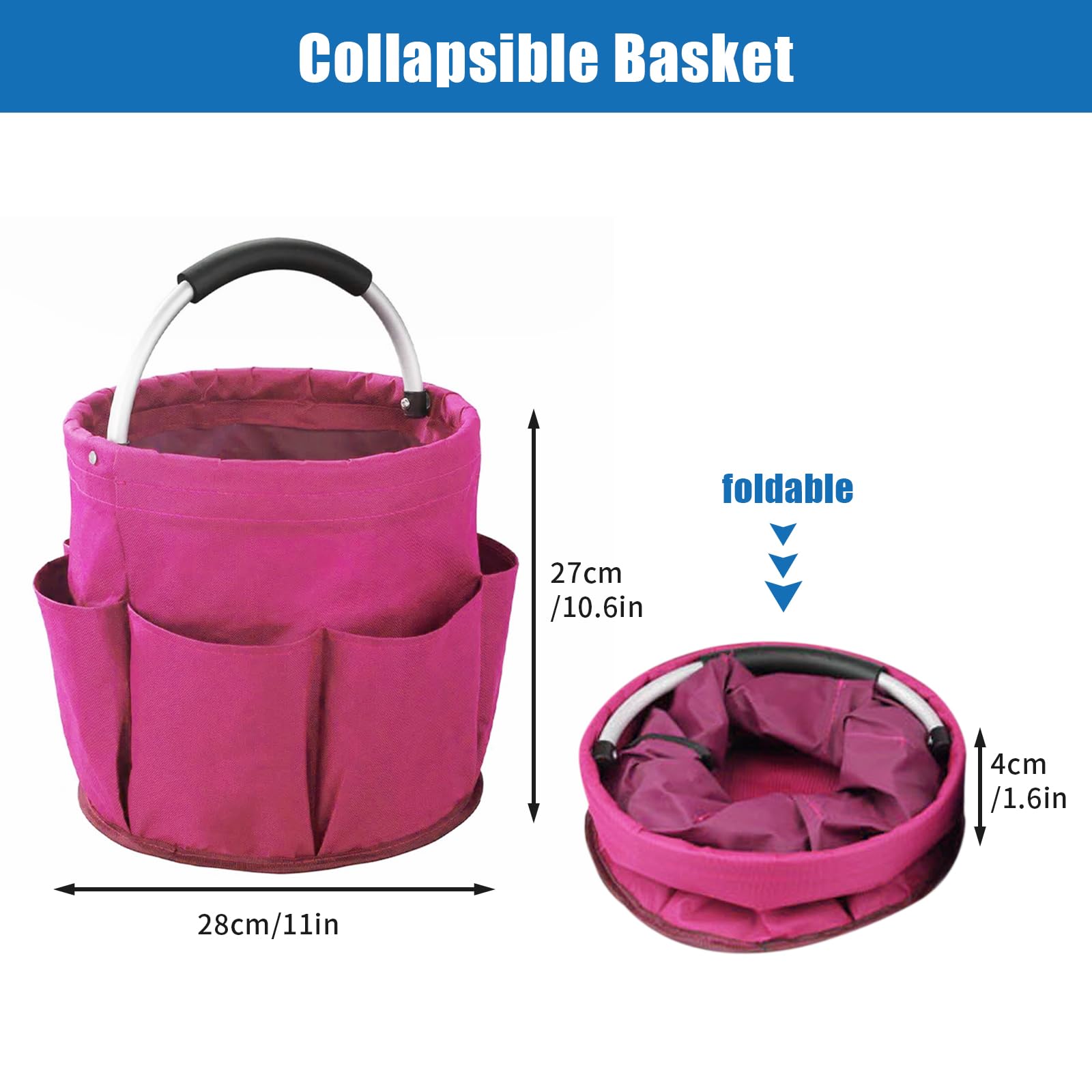 Universal-Reinigungs Caddy, Putzmittel Organizer, Faltbare Gartentasche Aufbewahrungsbox Gartenwerkzeuge Tasche, Putzmittel Organizer für Aufbewahrung im Badezimmer Reisen Gartenarbeit (Rosa)