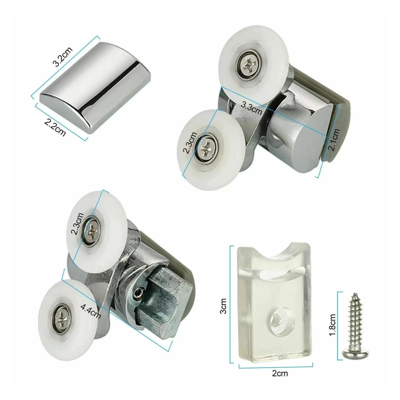 Rotelle Box Doccia 4/8/16 pezzi Rulli for porte for schermi doccia Ruote for guide in lega di zinco Twin Top Sostituzione for vetro 12-14mm(16pcs)