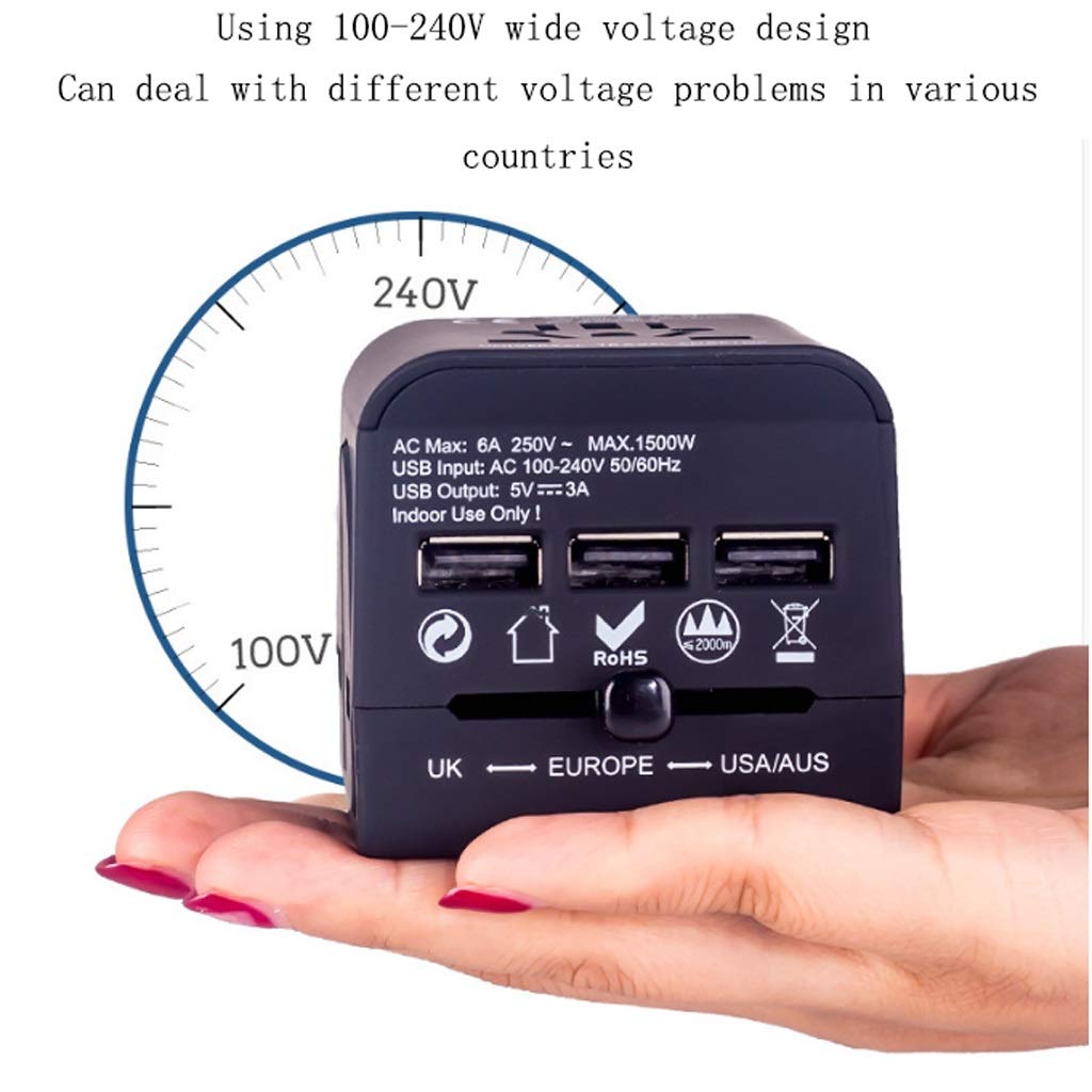 Gniazdo międzynarodowe przetwornice Universal Power Adapter Plug Międzynarodowa ładowarka z 3 Usb. Porty ładujące, ogólnoświatowy adapter podróży adapter wtyczki zasilania (Color : D)