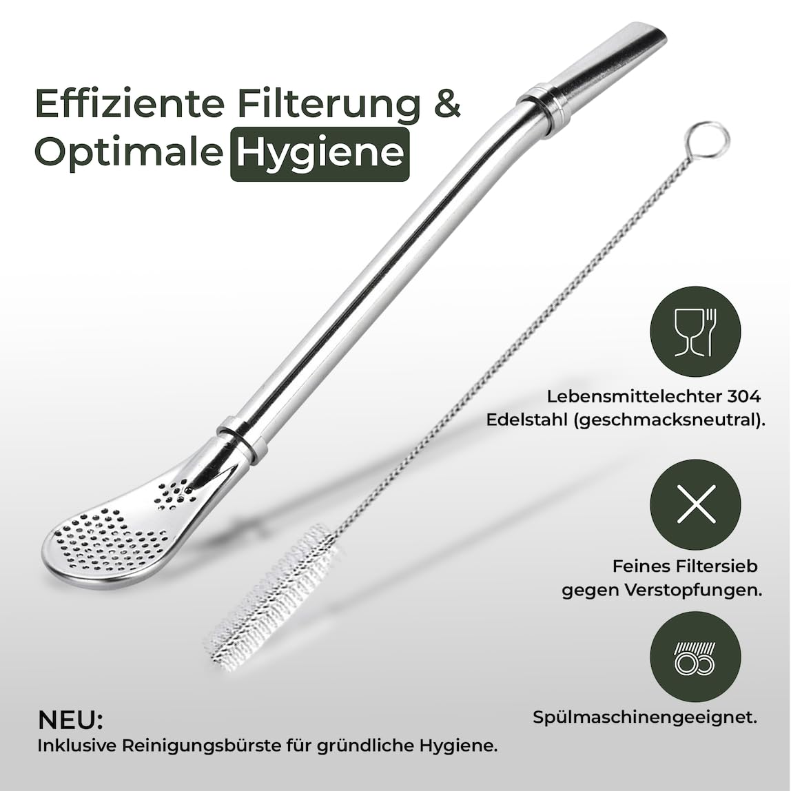 Set Mate Argentino Completo BOTTOSO (1L) - Kit con Thermos Acciaio Inox Doppia Parete 12h Caldo - Include Tazza Mate, Cannuccia (Bombilla), 2 Beccucci Anti-Goccia e Scovolino - Idea Regalo Originale