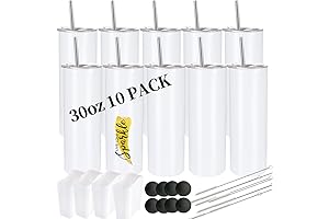 10 Pack Sublimation Tumblers in Bulk with Polymer Coating for Heat Transfer