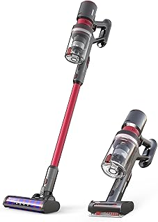 AGARO Supreme Cordless Stick Vacuum Cleaner, for Home Use, 2in1 Handheld & Stick, 400W Brushless Motor, 25 kPa Suction Power, 3 Adjustable Suction Modes, Adjustable Head, Bagless Dry Vacuuming, Red