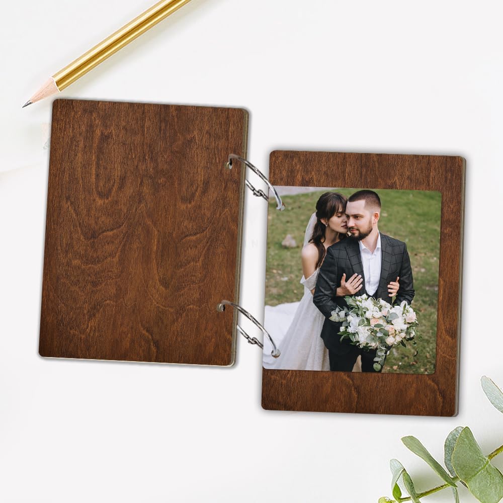 La Boda Soporte para tarjetas de boda con hebillas de metal, soporte de madera para tarjetas de felicitación, almacenamiento y organización de tarjetas de historia de amor, cumpleaños, día festivo